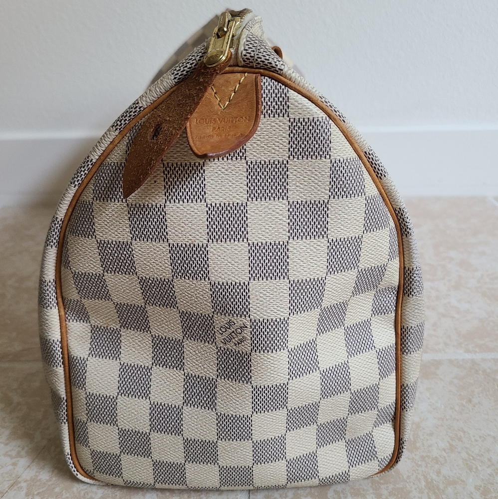 Louis Vuitton Damier Azur Canvas Satchel with Brown Leather Trim - Picture 5 of 15